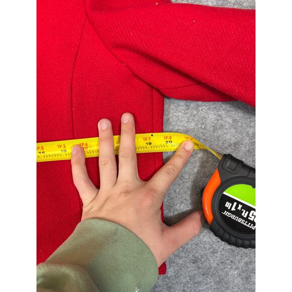 VINTAGE 70s Pendleton Blazer Jacket Womens Medium Red Virgin Wool Cropped Preppy - Picture 2 of 7